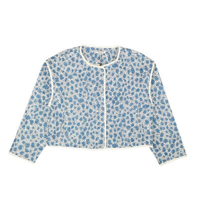 Opening Ceremony Blue Leopard Printed Quilted Jacket In Multi