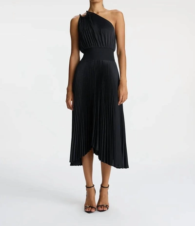 Shop A.l.c Ruby Satin Pleated Dress In Black