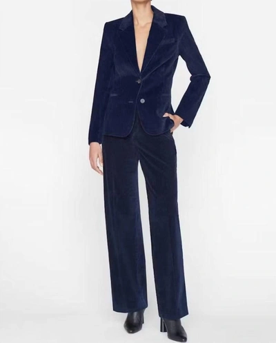 Shop Frame High Rise Cord Trouser In Navy In Blue