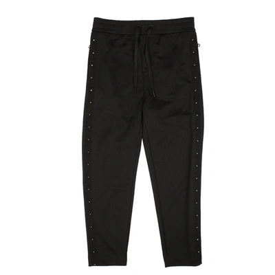 Shop Moncler Black Cotton Studded Detail Sweatpants In Multi