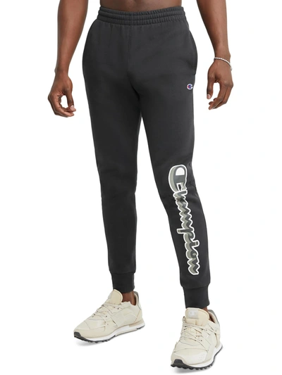 Shop Champion Mens Fleece Logo Sweatpants In Black