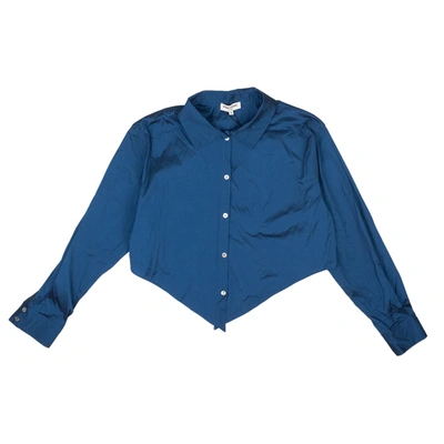 Opening Ceremony Navy Blue Stretchy Baby Pointed Blouse In Multi