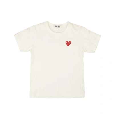 Shop Comme Des Garçons Play White Red Heart Short Sleeve T-shirt In Multi