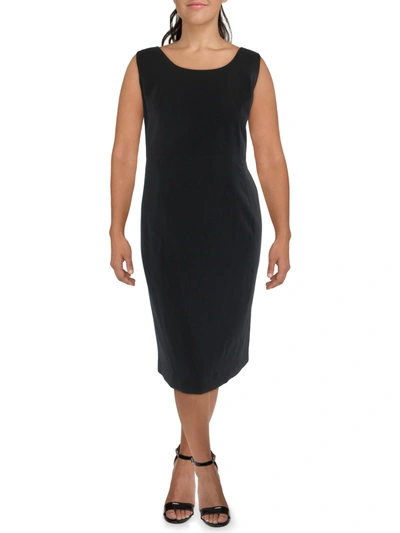 Shop Le Suit Plus Womens Knit Sleeveless Midi Dress In Black