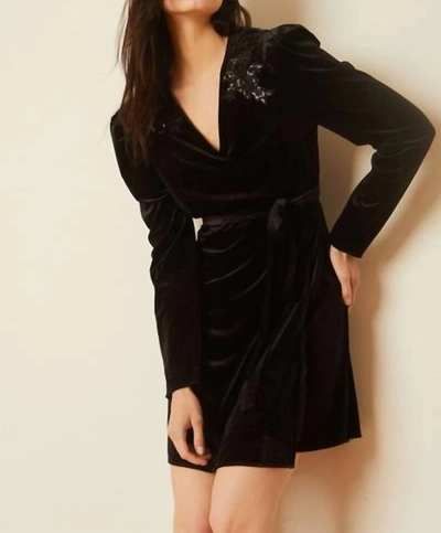Shop Caballero Evelina Velvet Dress In Black
