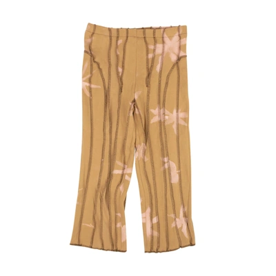 Helenamanzano Camel Peige Pink Capri Stripe Cropped Pants In Multi