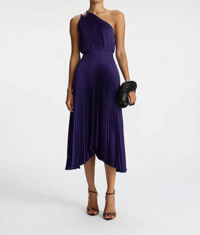 Shop A.l.c Ruby Satin Pleated Dress In Purple