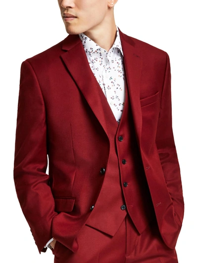 Shop Bar Iii Mens Slim Fit Business Suit Jacket In Red