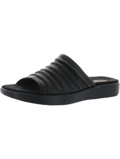 Shop Munro Kala Womens Faux Leather Slip On Slide Sandals In Black