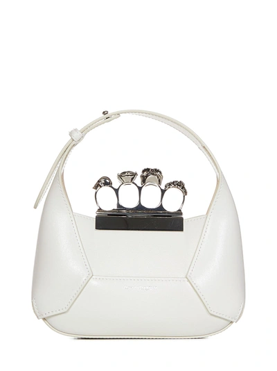 Shop Alexander Mcqueen Hobo Mini Jewelled Handbag In Bianco