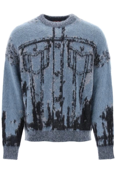 Shop Diesel K-patmos Moahir And Wool Sweater In Blue