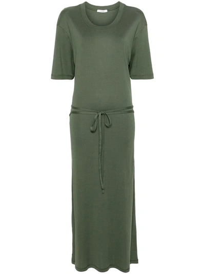 Shop Lemaire Long T-shirt Dress With Belt In Green