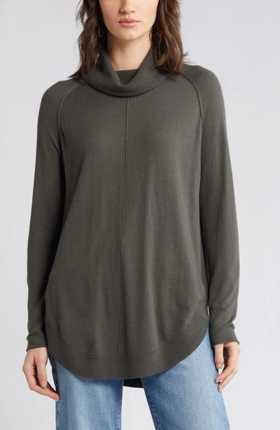 Shop Caslon Turtleneck Tunic Sweater In Grey Beluga