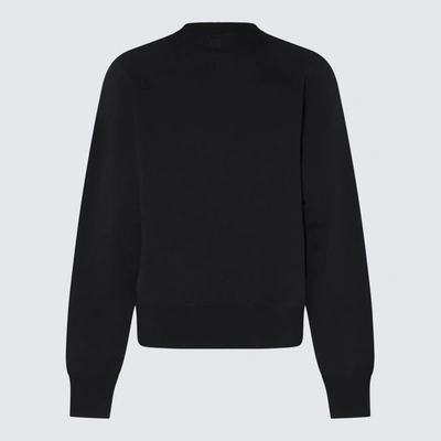 Shop Ami Alexandre Mattiussi Ami Paris Black And Red Cotton Blend Sweatshirt