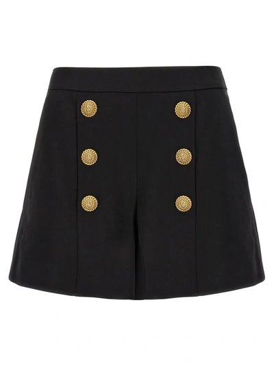 Shop Balmain Contrast Buttons Shorts In Black