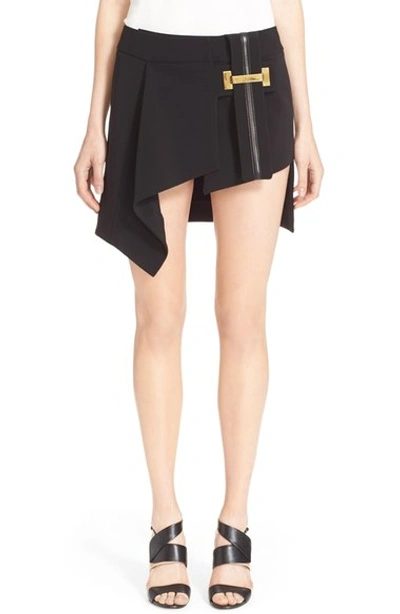 Anthony Vaccarello Vertical Belt Asymmetrical Skirt In Black