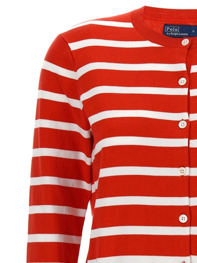 Shop Polo Ralph Lauren Striped Cardigan In Red