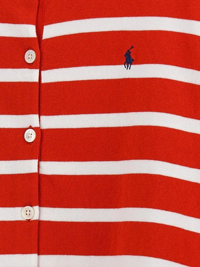 Shop Polo Ralph Lauren Striped Cardigan In Red
