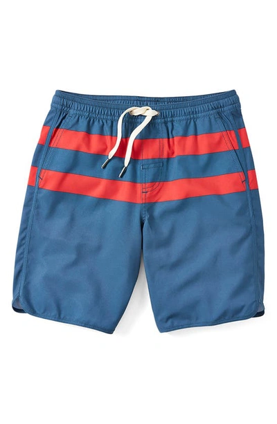 Fair Harbor Little Boy's & Boy's Striped Anchor Shorts In Red Stripe