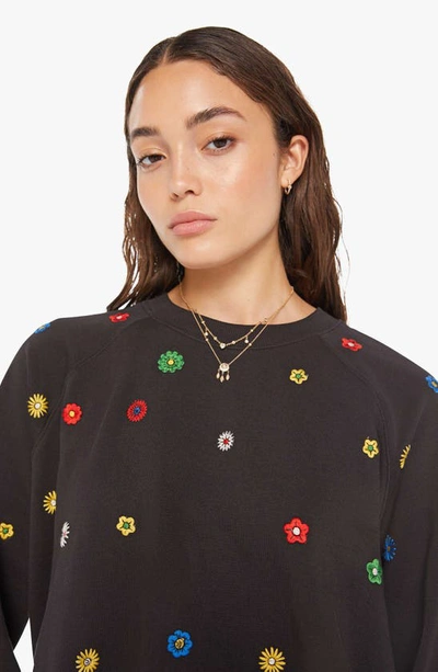 Shop Mother The Biggie Concert Floral Embroidered Sweatshirt In Fresh As A Daisy