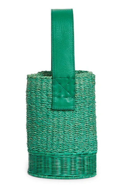 Shop Sacai Small S-basket Woven Raffia In Green
