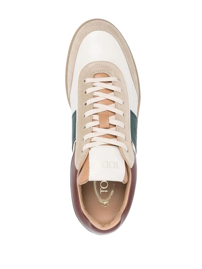 Shop Tod's Tabs Suede Sneakers In Cream