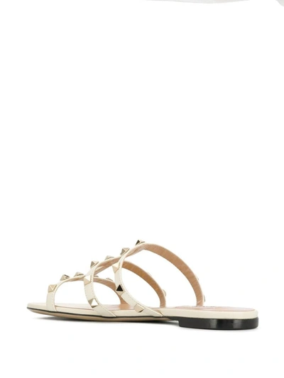 Shop Valentino Garavani Rockstud Leather Sandals In White