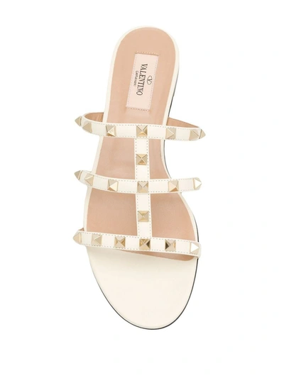 Shop Valentino Garavani Rockstud Leather Sandals In White