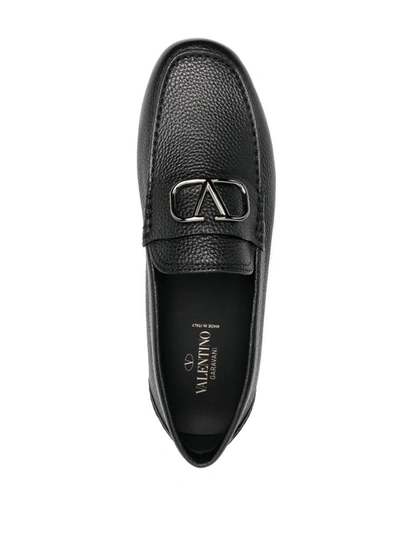 Shop Valentino Garavani Vlogo Signature Leather Loafers In Black