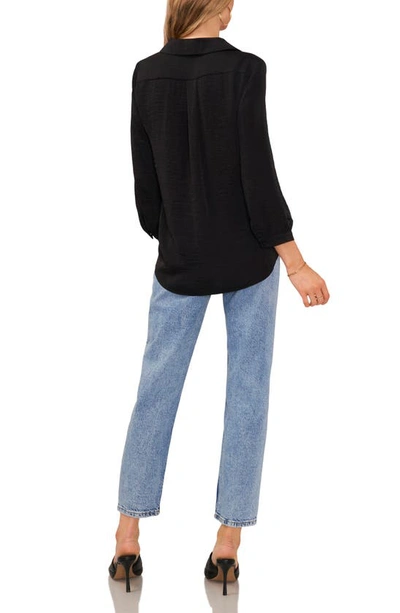 Vince Camuto Pleat Front Satin Shirt In Rich Black