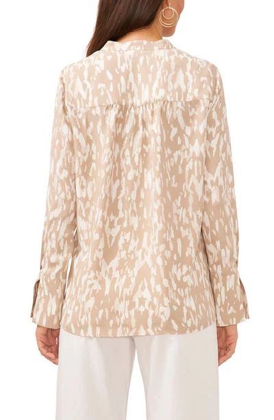 Shop Vince Camuto Print V-neck Top In Soft Cream