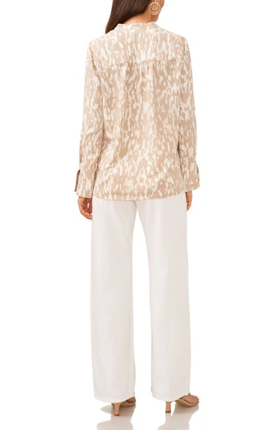 Shop Vince Camuto Print V-neck Top In Soft Cream