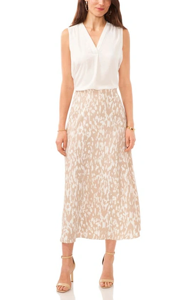 Shop Vince Camuto Abstract Print Skirt In Soft Cream