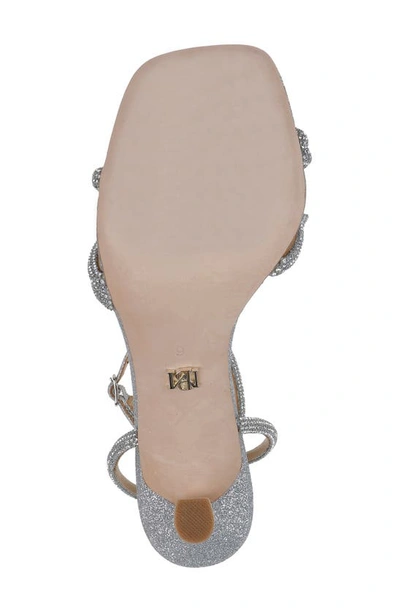 Shop Badgley Mischka Effie Ankle Strap Sandal In Silver Textile