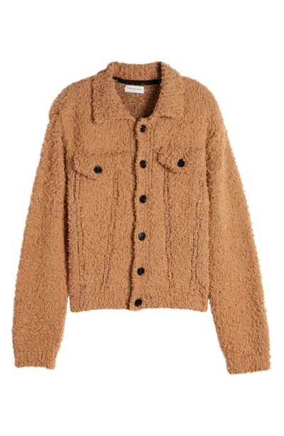 Shop Dries Van Noten Misto Fluffy Sweater Jacket In Camel