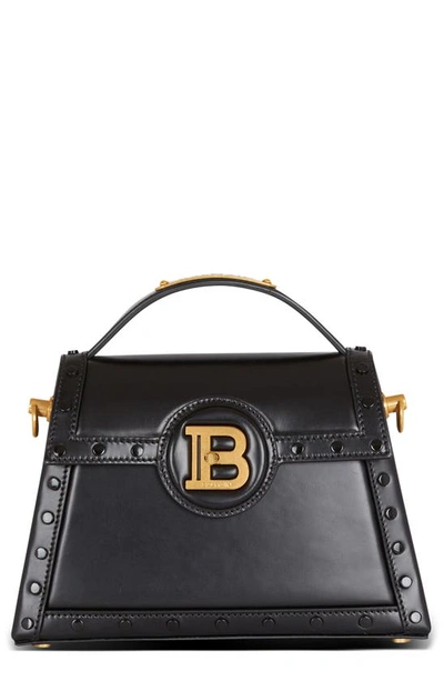 Balmain Small B-buzz Dynasty Leather Shoulder Bag In Black