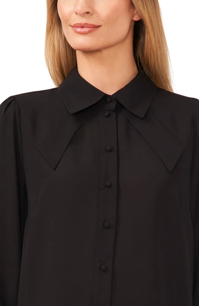 Shop Cece Tie Detail Bracelet Sleeve Button-up Top In Rich Black
