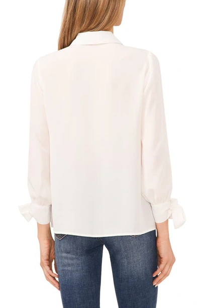Shop Cece Tie Detail Bracelet Sleeve Button-up Top In New Ivory