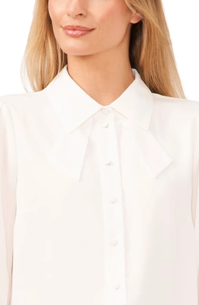 Shop Cece Tie Detail Bracelet Sleeve Button-up Top In New Ivory