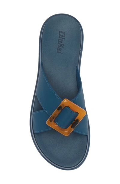 Shop Olukai La'i Slide Sandal In Lagoon / Lagoon