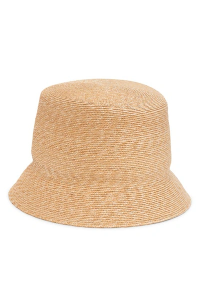 Shop Valentino Garavani Logo Plaque Straw Bucket Hat In Naturale