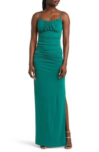 Shop Emerald Sundae Emma Ruched Knit Gown In Hunter