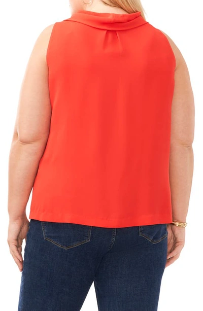 Shop Vince Camuto Cowl Neck Crêpe De Chine Sleeveless Top In Tulip Red