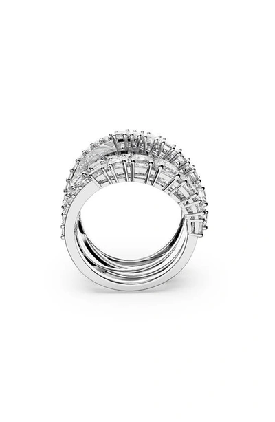 Swarovski Silver-tone Crystal Intertwined Wrap Ring In White