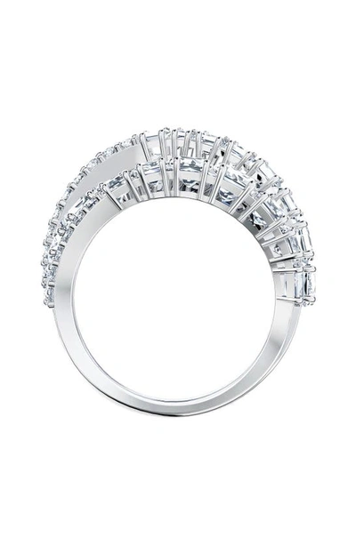 Swarovski Silver-tone Crystal Intertwined Wrap Ring In White
