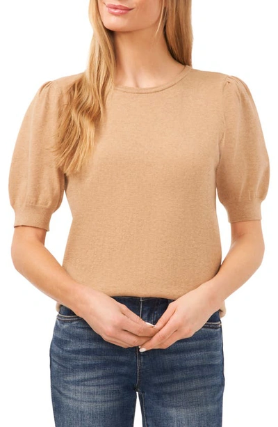 Shop Cece Puff Sleeve Sweater In Latte Heather