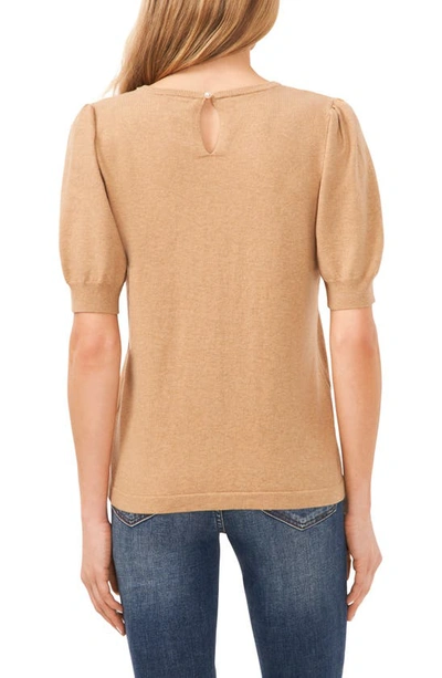 Cece Puff Sleeve Sweater In Latte Heather