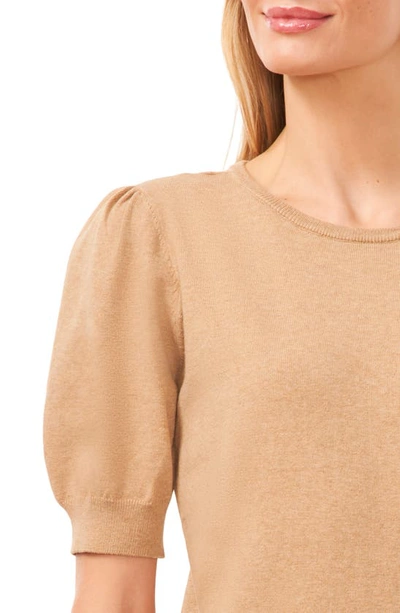 Shop Cece Puff Sleeve Sweater In Latte Heather