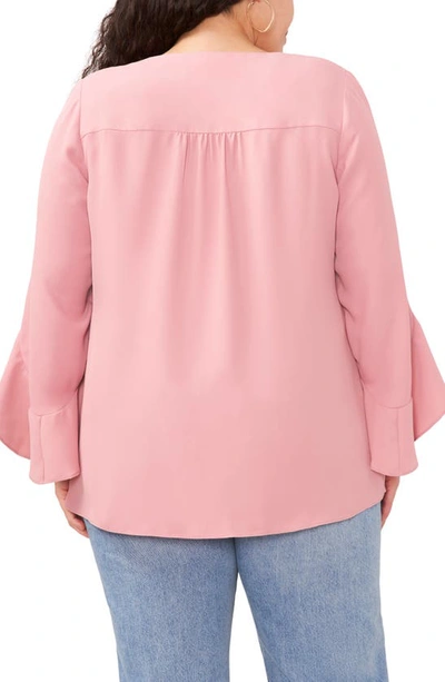 Shop Vince Camuto Flutter Sleeve Crossover Georgette Tunic Top In Pink Shadow