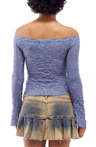 Shop Bdg Urban Outfitters Rhia Off-the-shoulder Lace Top In Blue